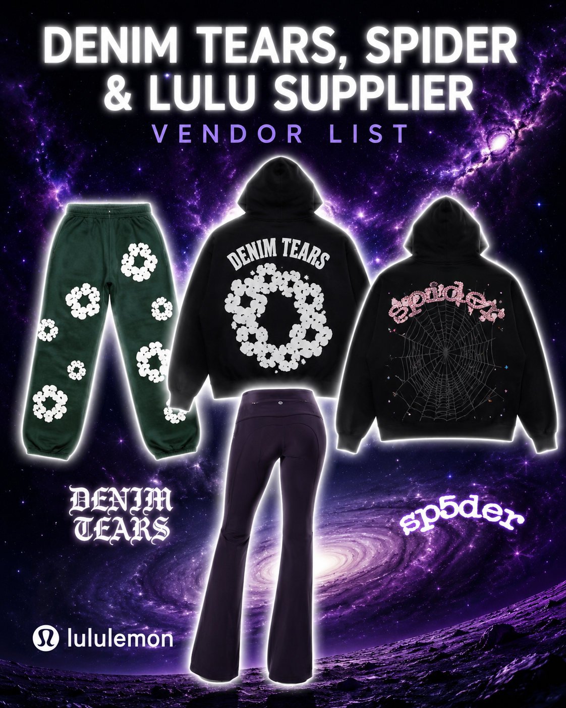 🔥 Denim Tears, SP5DER & LULU Supplier Contact